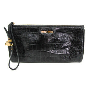 Miu Miu Women's Leather Clutch Bag,Pouch Black